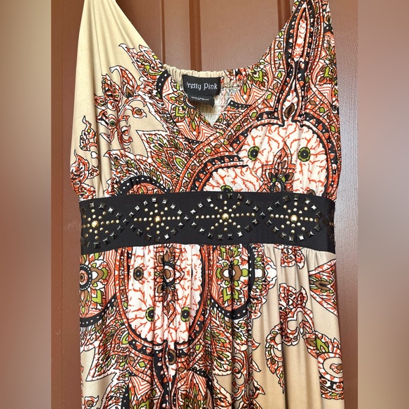 Pretty Pink Beige MIDI Tank Dress W/ Waist Accent Size 2X - Picture 4 of 4